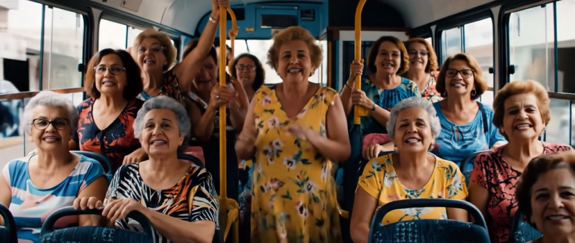 Prompt Google Veo 3: Senhoras Cantando no Ônibus